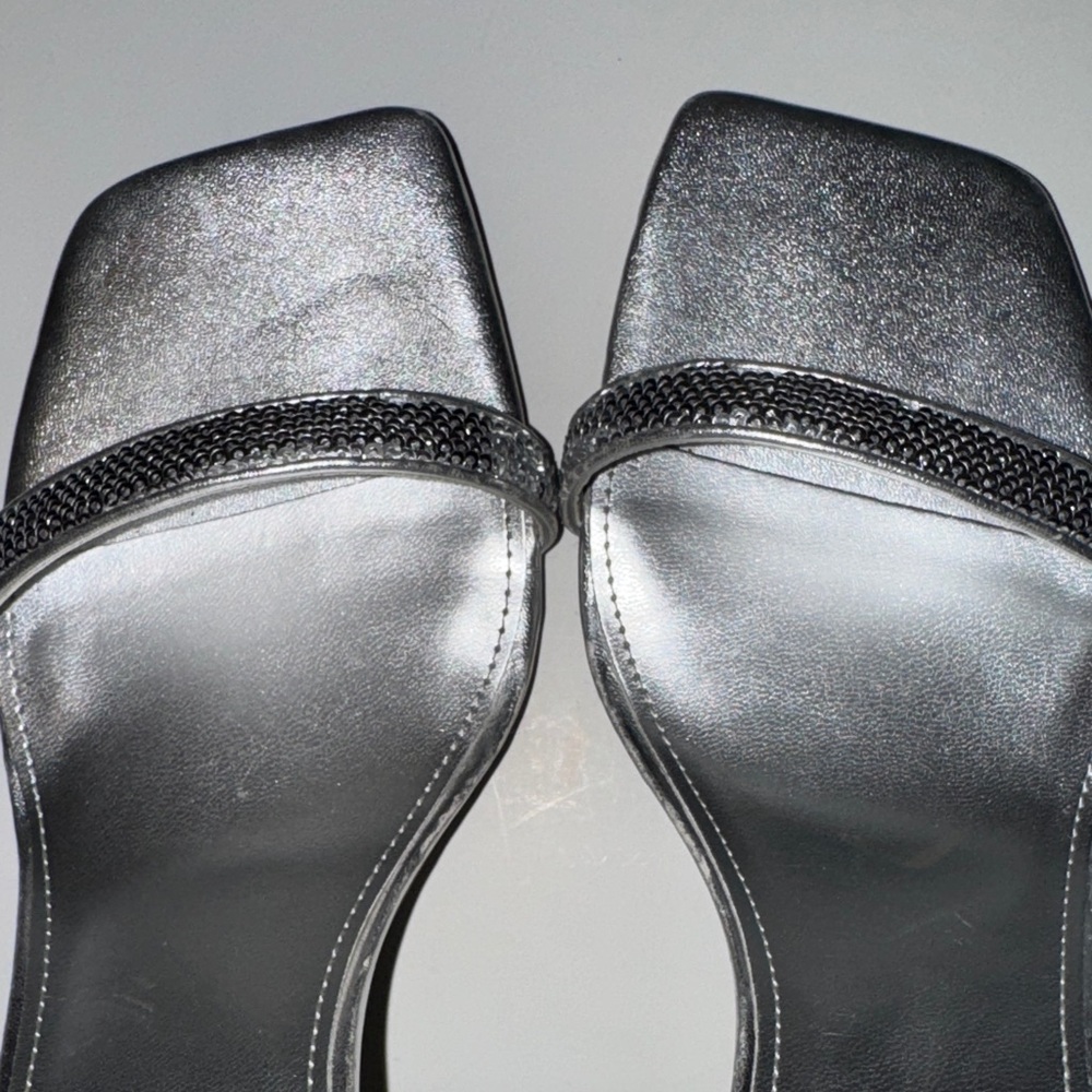 Marc Fisher Metallic Silver Heels - Picture 2 of 5
